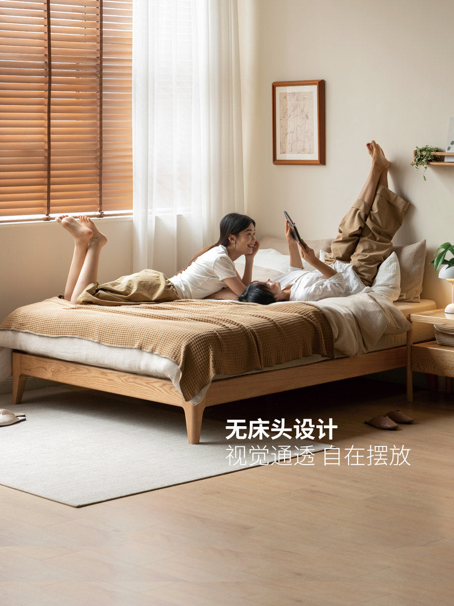 全实木床现代简约原木色榻榻米床架小户型家具卧室双人床